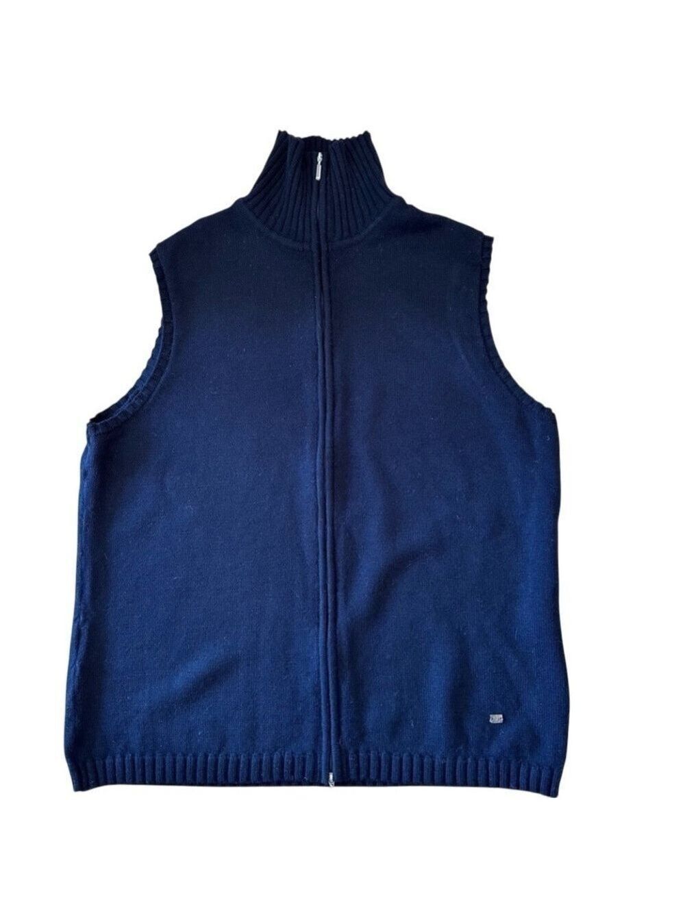 MARZ 100% Pure New Wool Sweater Vest  high neck Zip front made in Hungary Large